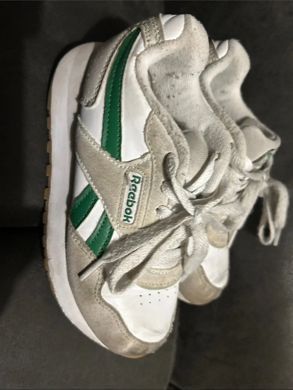 Reebok Kids White and Green Retro Sneaker